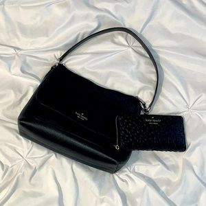 Kate Spade Black Shoulder Bag and Wallet Lot Set Cute